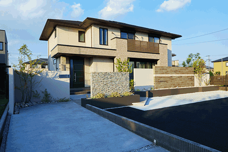 デザインウォールで2way動線・アプローチを演出